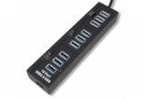 Mini Hub 10 ports USB 3.0 avec interrupteurs - Noir