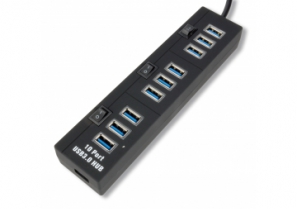 Mini Hub 10 ports USB 3.0 avec interrupteurs - Noir - MCL